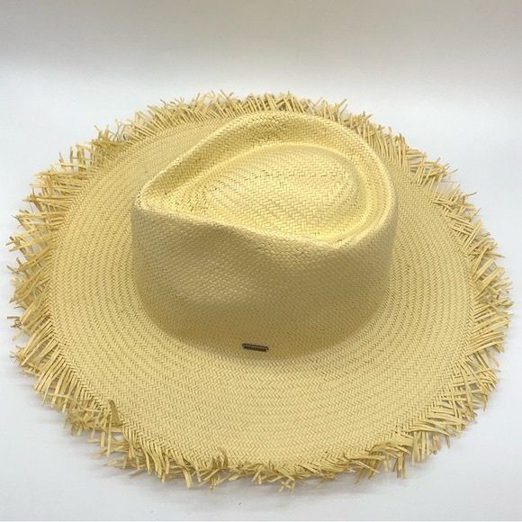 BRIXTON Jo Straw Frayed Fedora Hat - Picture 5 of 9